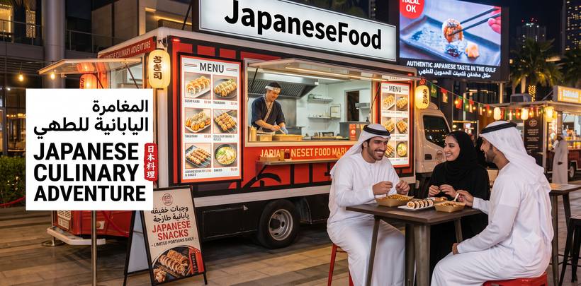 現地の夜市で日本食を提供するフードトラック